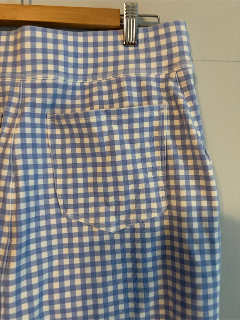 Duluth Trading Co light Blue and White Gingham Skort.cotton/spandex.Med.Pockets - Picture 6 of 9